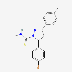 molecular formula C18H18BrN3S B3263260 5-(4-bromophenyl)-N-methyl-3-(4-methylphenyl)-4,5-dihydro-1H-pyrazole-1-carbothioamide CAS No. 370843-67-7