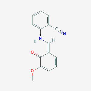 molecular formula C15H12N2O2 B326332 2-[[(Z)-(5-methoxy-6-oxocyclohexa-2,4-dien-1-ylidene)methyl]amino]benzonitrile 