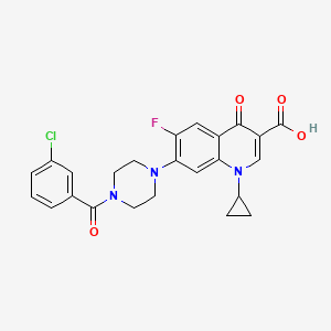 molecular formula C24H21ClFN3O4 B3263346 7-[4-(3-Chlorobenzoyl)piperazin-1-yl]-1-cyclopropyl-6-fluoro-4-oxoquinoline-3-carboxylic acid CAS No. 372184-83-3