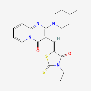 molecular formula C20H22N4O2S2 B3263411 (Z)-3-ethyl-5-((2-(4-methylpiperidin-1-yl)-4-oxo-4H-pyrido[1,2-a]pyrimidin-3-yl)methylene)-2-thioxothiazolidin-4-one CAS No. 373613-05-9