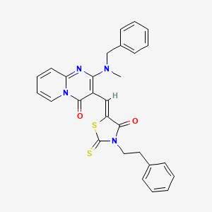 molecular formula C28H24N4O2S2 B3263419 2-[Benzyl(methyl)amino]-3-{(Z)-[4-oxo-3-(2-phenyl ethyl)-2-thioxo-1,3-thiazolidin-5-ylidene]methyl}-4H-pyrido[1,2-a]pyrimidin-4-one CAS No. 374097-98-0