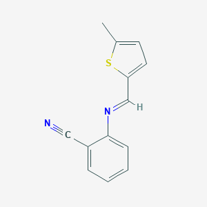 molecular formula C13H10N2S B326349 2-{[(5-Methylthien-2-yl)methylene]amino}benzonitrile 