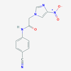 molecular formula C12H9N5O3 B326359 N-(4-Cyano-phenyl)-2-(4-nitro-imidazol-1-yl)-acetamide 