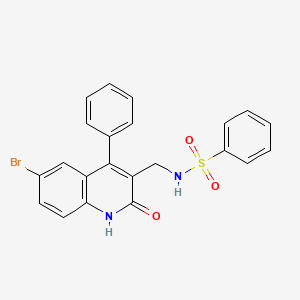 molecular formula C22H17BrN2O3S B3263706 N-(6-Bromo-2-oxo-4-phenyl-1,2-dihydro-quinolin-3-ylmethyl)-benzenesulfonamide CAS No. 378768-31-1