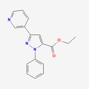 molecular formula C17H15N3O2 B3263822 Ethyl 2-phenyl-5-pyridin-3-ylpyrazole-3-carboxylate CAS No. 380432-10-0