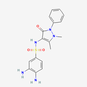 molecular formula C17H19N5O3S B3263828 3,4-Diamino-N-(1,5-dimethyl-3-oxo-2-phenyl-2,3-dihydro-1H-pyrazol-4-yl)-benzenesulfonamide CAS No. 380432-29-1