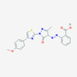 molecular formula C21H17N5O4S B326384 2-({1-[4-(4-methoxyphenyl)-1,3-thiazol-2-yl]-3-methyl-5-oxo-4,5-dihydro-1H-pyrazol-4-yl}diazenyl)benzoic acid 