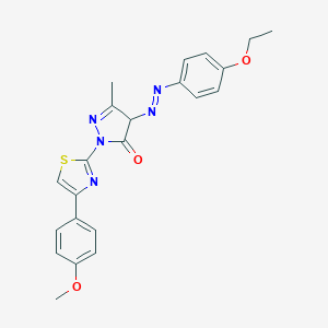 molecular formula C22H21N5O3S B326385 4-[(4-ethoxyphenyl)diazenyl]-2-[4-(4-methoxyphenyl)-1,3-thiazol-2-yl]-5-methyl-2,4-dihydro-3H-pyrazol-3-one 