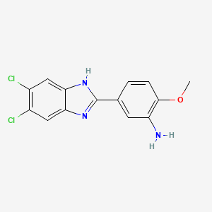 molecular formula C14H11Cl2N3O B3263886 5-(5,6-Dichloro-1H-benzo[d]imidazol-2-yl)-2-methoxyaniline CAS No. 381216-74-6