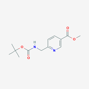 molecular formula C13H18N2O4 B3264106 Methyl 6-(tert-butyloxycarbonylaminomethyl)nicotinate CAS No. 384831-57-6