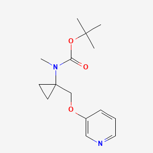 molecular formula C15H22N2O3 B3264188 tert-Butyl methyl(1-((pyridin-3-yloxy)methyl)cyclopropyl)carbamate CAS No. 387845-55-8