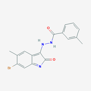 molecular formula C17H14BrN3O2 B326422 N'-(6-bromo-5-methyl-2-oxoindol-3-yl)-3-methylbenzohydrazide 