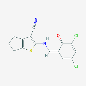 2-[[(Z)-(3,5-dichloro-6-oxocyclohexa-2,4-dien-1-ylidene)methyl]amino]-5,6-dihydro-4H-cyclopenta[b]thiophene-3-carbonitrile