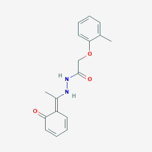 2-(2-methylphenoxy)-N'-[(1E)-1-(6-oxocyclohexa-2,4-dien-1-ylidene)ethyl]acetohydrazide