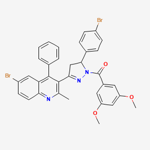 [5-(6-Bromo-2-methyl-4-phenylquinolin-3-yl)-3-(4-bromophenyl)-3,4-dihydropyrazol-2-yl]-(3,5-dimethoxyphenyl)methanone