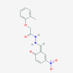 2-(2-methylphenoxy)-N'-[(Z)-(3-nitro-6-oxocyclohexa-2,4-dien-1-ylidene)methyl]acetohydrazide