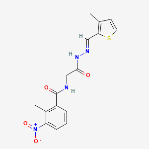 (E)-2-methyl-N-(2-(2-((3-methylthiophen-2-yl)methylene)hydrazinyl)-2-oxoethyl)-3-nitrobenzamide