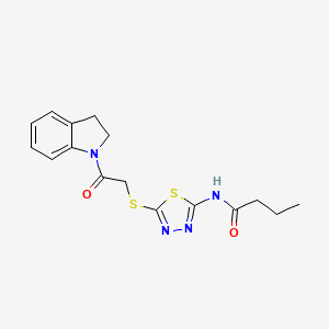 N-(5-((2-(indolin-1-yl)-2-oxoethyl)thio)-1,3,4-thiadiazol-2-yl)butyramide