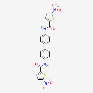 molecular formula C22H14N4O6S2 B3264559 5-nitro-N-[4'-(5-nitrothiophene-2-amido)-[1,1'-biphenyl]-4-yl]thiophene-2-carboxamide CAS No. 392326-80-6