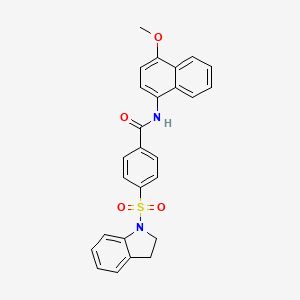 molecular formula C26H22N2O4S B3264614 4-(indolin-1-ylsulfonyl)-N-(4-methoxynaphthalen-1-yl)benzamide CAS No. 394228-88-7