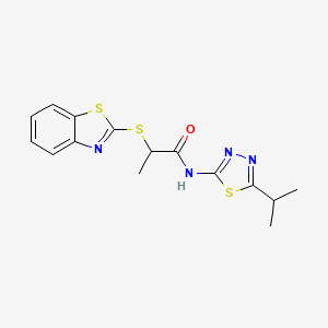 molecular formula C15H16N4OS3 B3264622 2-(benzo[d]thiazol-2-ylthio)-N-(5-isopropyl-1,3,4-thiadiazol-2-yl)propanamide CAS No. 394233-95-5