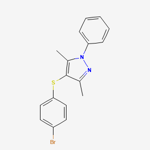 molecular formula C17H15BrN2S B3264627 4-(4-Bromophenyl)sulfanyl-3,5-dimethyl-1-phenylpyrazole CAS No. 394236-62-5