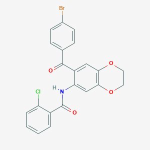 molecular formula C22H15BrClNO4 B326492 N-[7-(4-bromobenzoyl)-2,3-dihydro-1,4-benzodioxin-6-yl]-2-chlorobenzamide 