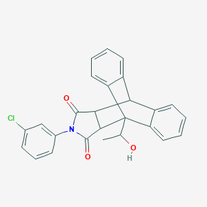molecular formula C26H20ClNO3 B326498 17-(3-Chlorophenyl)-1-(1-hydroxyethyl)-17-azapentacyclo[6.6.5.0~2,7~.0~9,14~.0~15,19~]nonadeca-2,4,6,9,11,13-hexaene-16,18-dione 