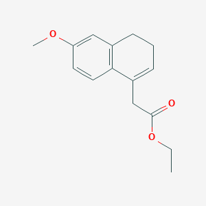 molecular formula C15H18O3 B3265029 Ethyl 2-(6-methoxy-3,4-dihydronaphthalen-1-yl)acetate CAS No. 40154-02-7