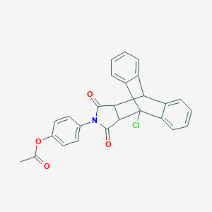 molecular formula C26H18ClNO4 B326504 4-(1-Chloro-16,18-dioxo-17-azapentacyclo[6.6.5.0~2,7~.0~9,14~.0~15,19~]nonadeca-2,4,6,9,11,13-hexaen-17-yl)phenyl acetate 
