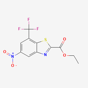 molecular formula C11H7F3N2O4S B3265045 Ethyl 5-nitro-7-(trifluoromethyl)benzo[d]thiazole-2-carboxylate CAS No. 40160-45-0