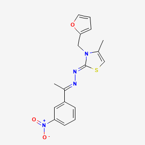 (Z)-3-(furan-2-ylmethyl)-4-methyl-2-((E)-(1-(3-nitrophenyl)ethylidene)hydrazono)-2,3-dihydrothiazole