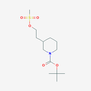 molecular formula C13H25NO5S B3265432 tert-Butyl 3-(2-((methylsulfonyl)oxy)ethyl)piperidine-1-carboxylate CAS No. 405090-66-6