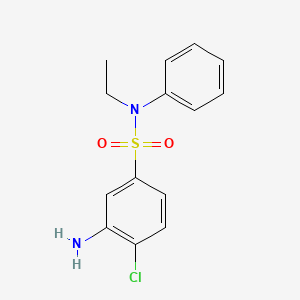 molecular formula C14H15ClN2O2S B3265599 3-amino-4-chloro-N-ethyl-N-phenylbenzene-1-sulfonamide CAS No. 406927-73-9