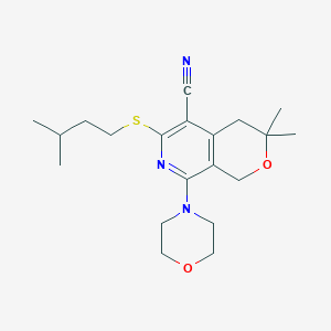 molecular formula C20H29N3O2S B326562 3,3-dimethyl-6-[(3-methylbutyl)sulfanyl]-8-(morpholin-4-yl)-3,4-dihydro-1H-pyrano[3,4-c]pyridine-5-carbonitrile 