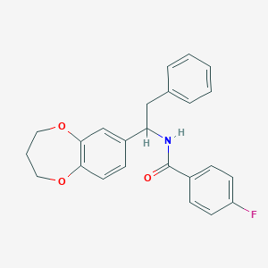 molecular formula C24H22FNO3 B326614 N-[1-(3,4-dihydro-2H-1,5-benzodioxepin-7-yl)-2-phenylethyl]-4-fluorobenzamide 