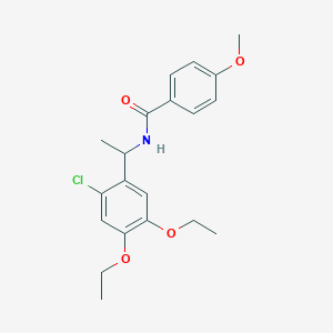 molecular formula C20H24ClNO4 B326622 N-[1-(2-chloro-4,5-diethoxyphenyl)ethyl]-4-methoxybenzamide 