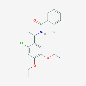 molecular formula C19H21Cl2NO3 B326624 2-chloro-N-[1-(2-chloro-4,5-diethoxyphenyl)ethyl]benzamide 