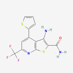 molecular formula C13H8F3N3OS2 B3266283 3-Amino-4-(thiophen-2-yl)-6-(trifluoromethyl)thieno[2,3-b]pyridine-2-carboxamide CAS No. 421584-77-2
