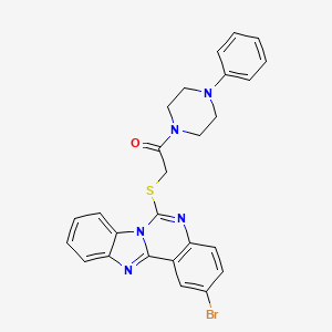 molecular formula C26H22BrN5OS B3266304 2-Bromo-6-{[2-oxo-2-(4-phenylpiperazin-1-yl)ethyl]thio}benzimidazo[1,2-c]quinazoline CAS No. 422289-96-1