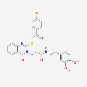 molecular formula C29H28BrN3O5S B3266310 3-(2-((2-(4-bromophenyl)-2-oxoethyl)thio)-4-oxoquinazolin-3(4H)-yl)-N-(3,4-dimethoxyphenethyl)propanamide CAS No. 422290-24-2