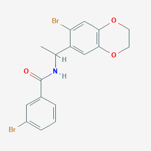 3-bromo-N-[1-(7-bromo-2,3-dihydro-1,4-benzodioxin-6-yl)ethyl]benzamide