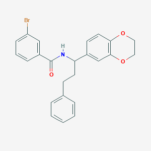 molecular formula C24H22BrNO3 B326649 3-bromo-N-[1-(2,3-dihydro-1,4-benzodioxin-6-yl)-3-phenylpropyl]benzamide 