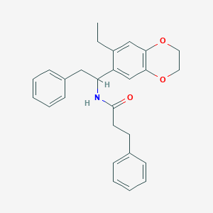 molecular formula C27H29NO3 B326651 N-[1-(7-ethyl-2,3-dihydro-1,4-benzodioxin-6-yl)-2-phenylethyl]-3-phenylpropanamide 