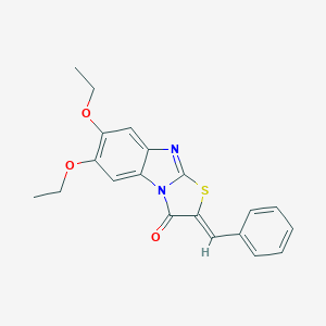 molecular formula C20H18N2O3S B326660 2-benzylidene-6,7-diethoxy[1,3]thiazolo[3,2-a]benzimidazol-3(2H)-one 