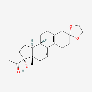 molecular formula C22H30O4 B3266604 17-Hydroxy-19-norpregna-5(10),9(11)-diene-3,20-dione cyclic 3-(1,2-ethanediyl acetal) CAS No. 42982-49-0