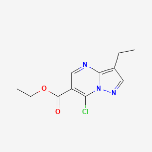 molecular formula C11H12ClN3O2 B3266614 Ethyl 7-chloro-3-ethylpyrazolo[1,5-a]pyrimidine-6-carboxylate CAS No. 43024-71-1