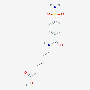 molecular formula C13H18N2O5S B3266670 Hexanoic acid, 6-[[4-(aminosulfonyl)benzoyl]amino]- CAS No. 431897-29-9