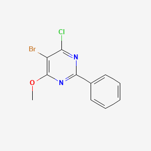 molecular formula C11H8BrClN2O B3266675 5-Bromo-4-chloro-6-methoxy-2-phenylpyrimidine CAS No. 4319-92-0