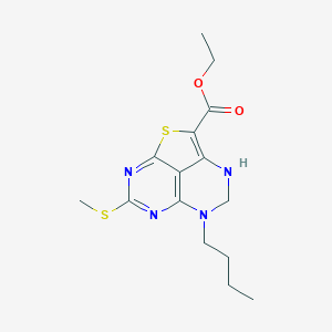 molecular formula C15H20N4O2S2 B326670 ethyl 5-butyl-7-(methylsulfanyl)-4,5-dihydro-3H-1-thia-3,5,6,8-tetraazaacenaphthylene-2-carboxylate 